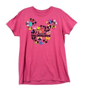 Disney Walt Disney World T-Shirt Women L Cotton Polyester Pink
